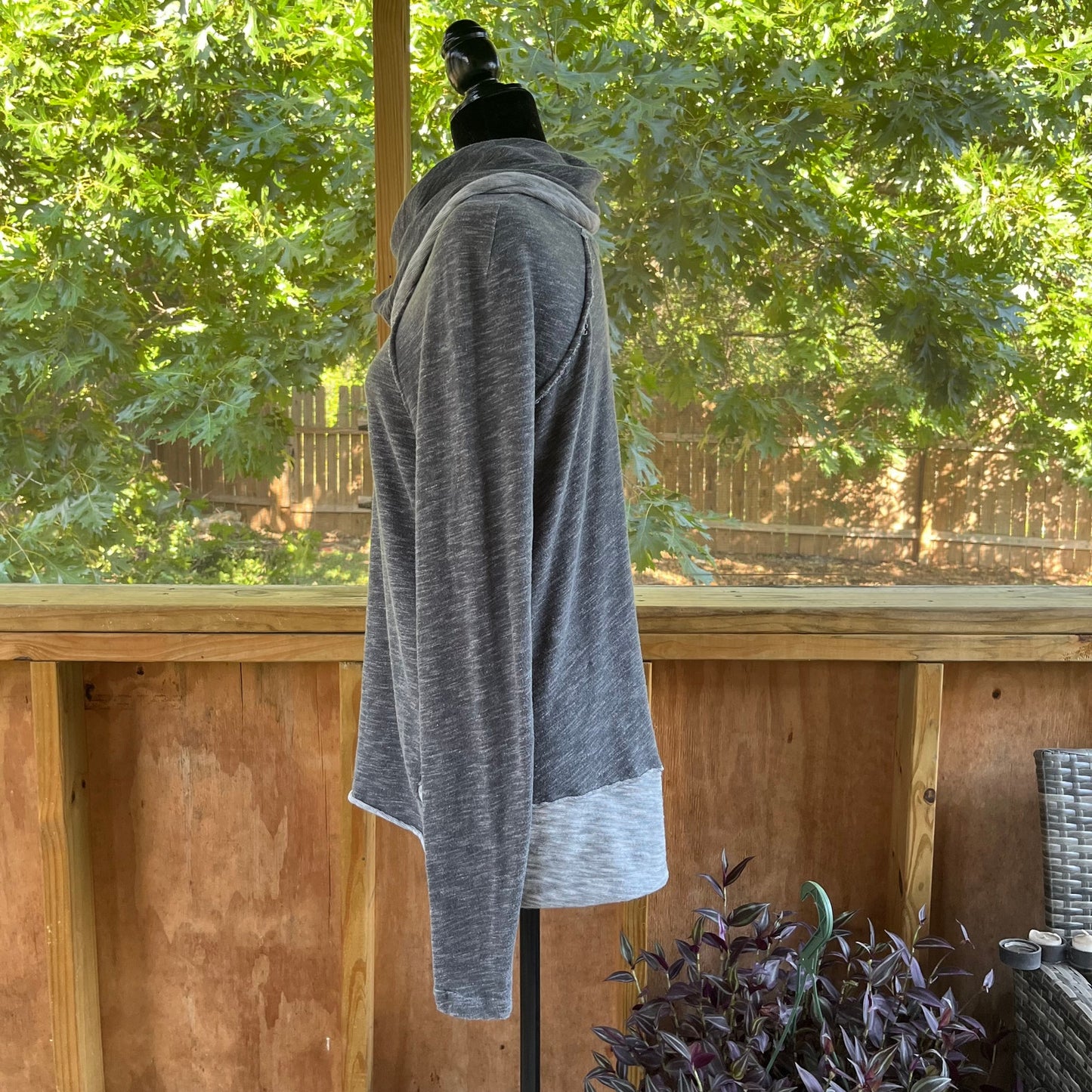 Free People Beach Cocoon Cowl Neck Pullover Top Grey Two Body Size M/L