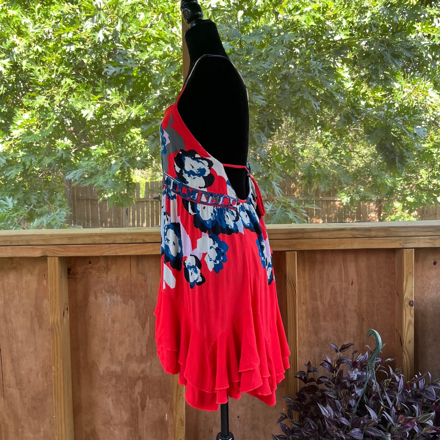 Free People Sweet Lucy Dress In Red Buckle Open Back Size L