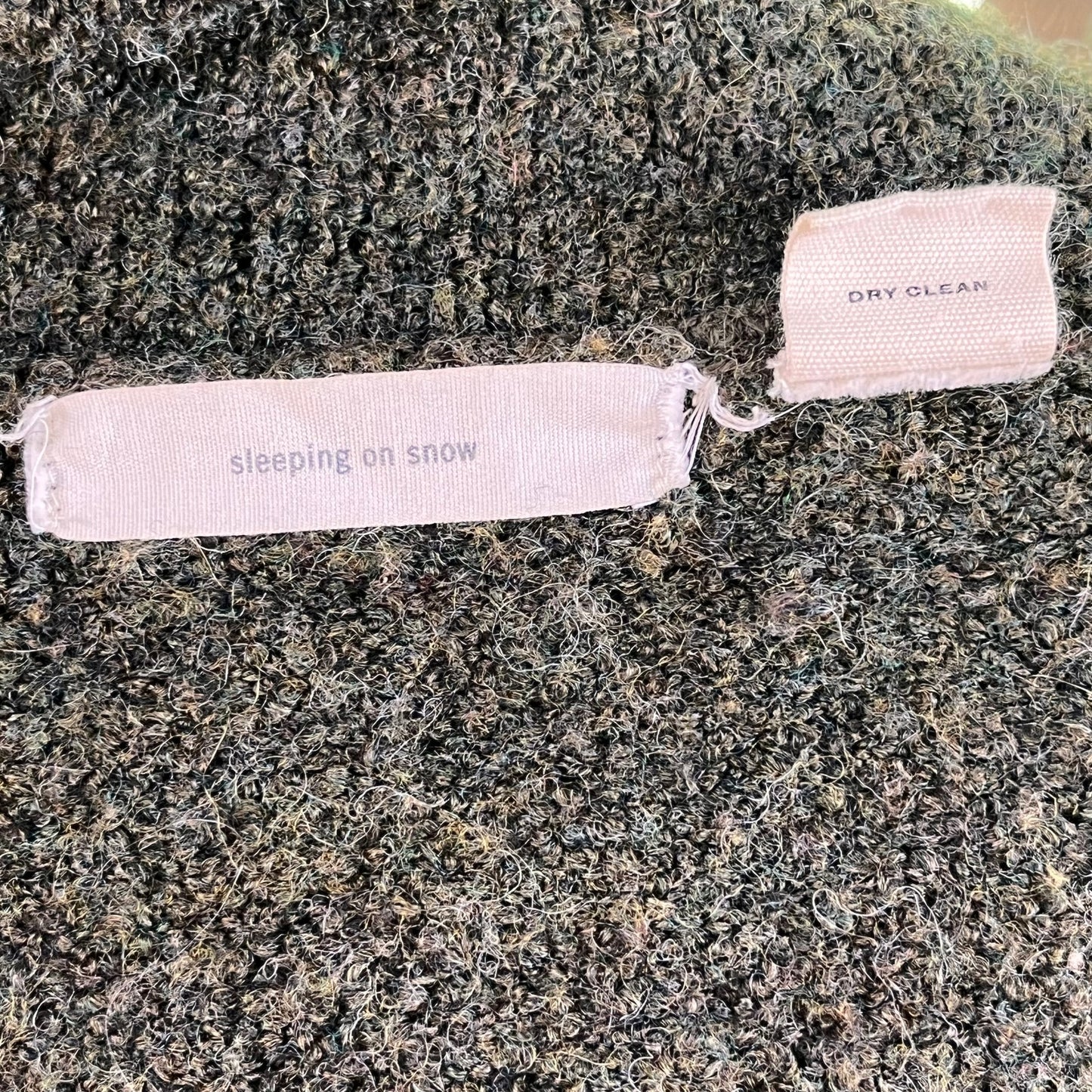 Anthropologie Sleeping On Snow Army Green Boucle' Hooded Cardigan Size S