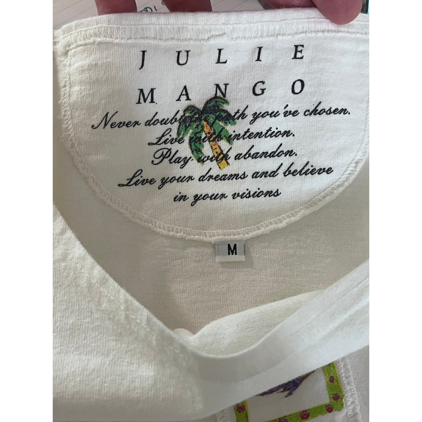 Julie Mango Vintage 90's White Vacation Theme T-Shirt Maxi Dress Size M