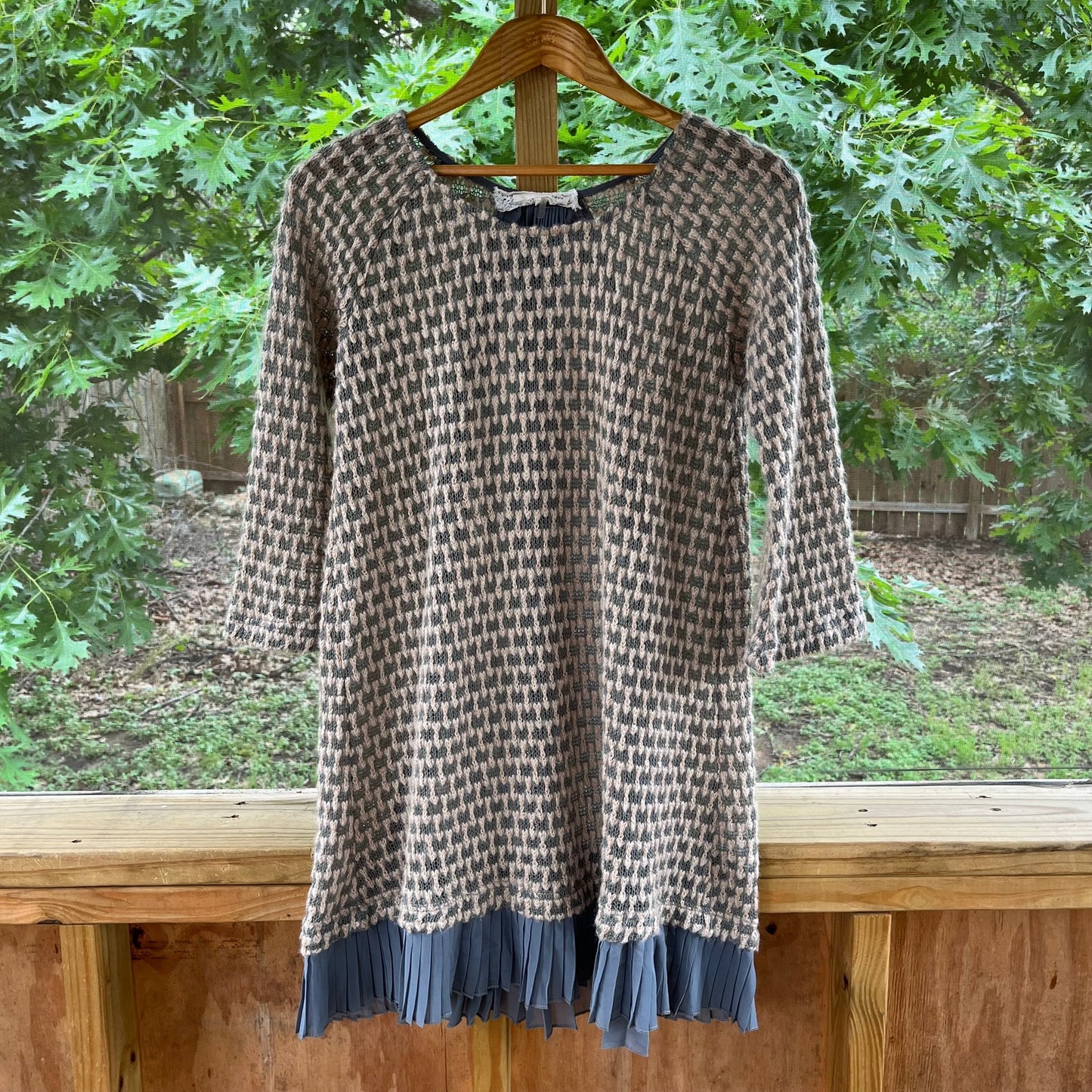 Anthropologie A'reve Grey And Tan Mini Sweater Tunic Dress Size M