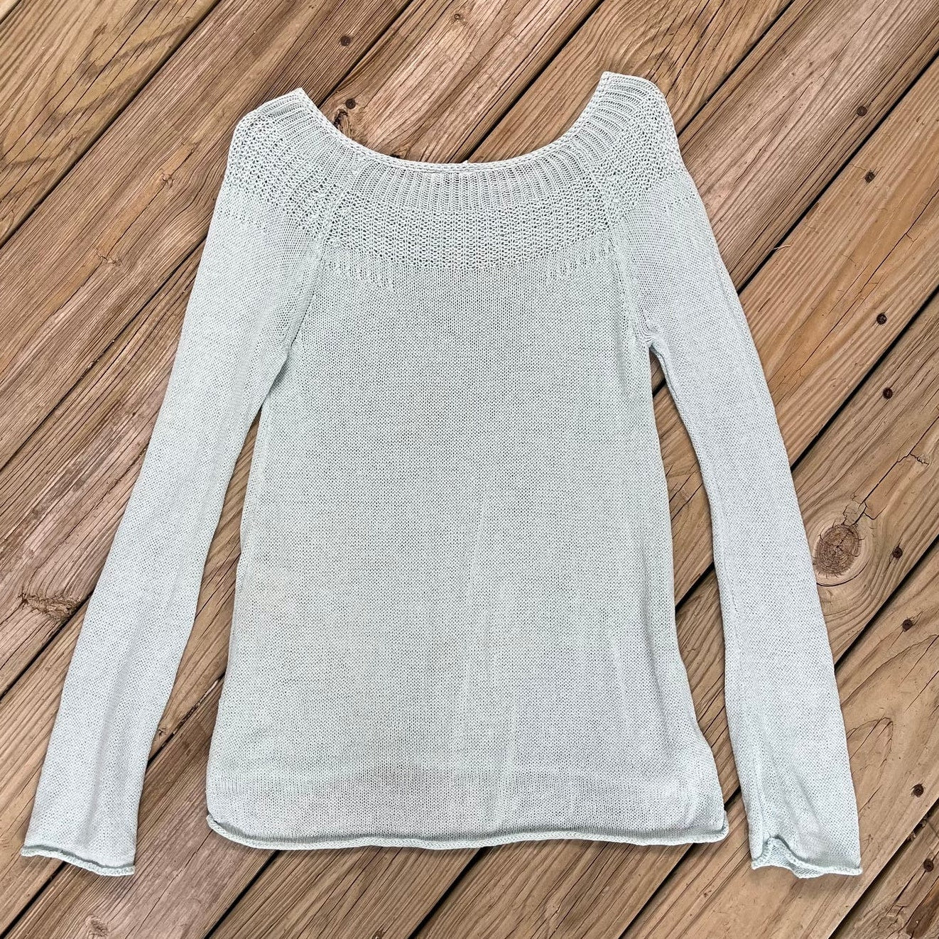 Anthropologie Moth Mila Mint Green Linen Blend Sweater Size S