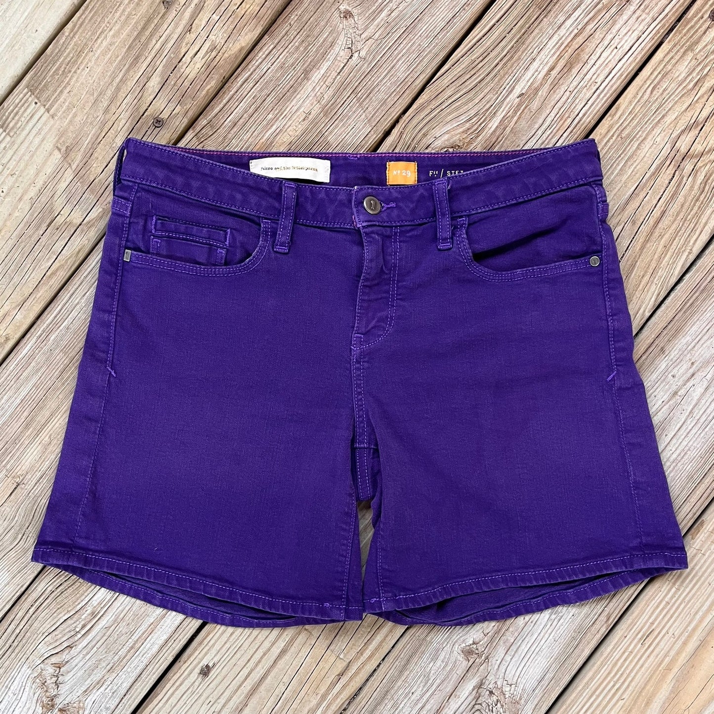 Anthropologie Pilcro And The Letterpress Purple Stet Fit Denim Shorts Size 29