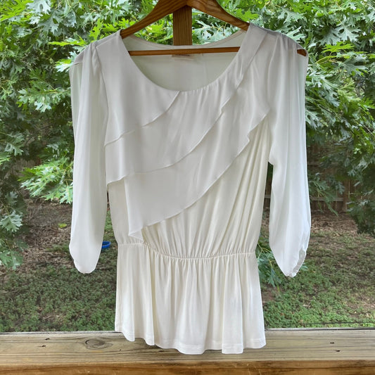 Anthropologie Deletta Alee Ruffled Blouse Ivory Size XS. NEW