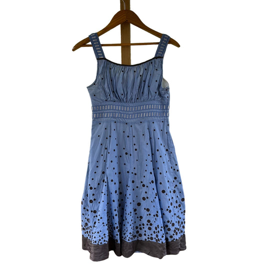 Anthropologie Floreat Blue Glass Of Bubbly Fit & Flare Dress Size 4