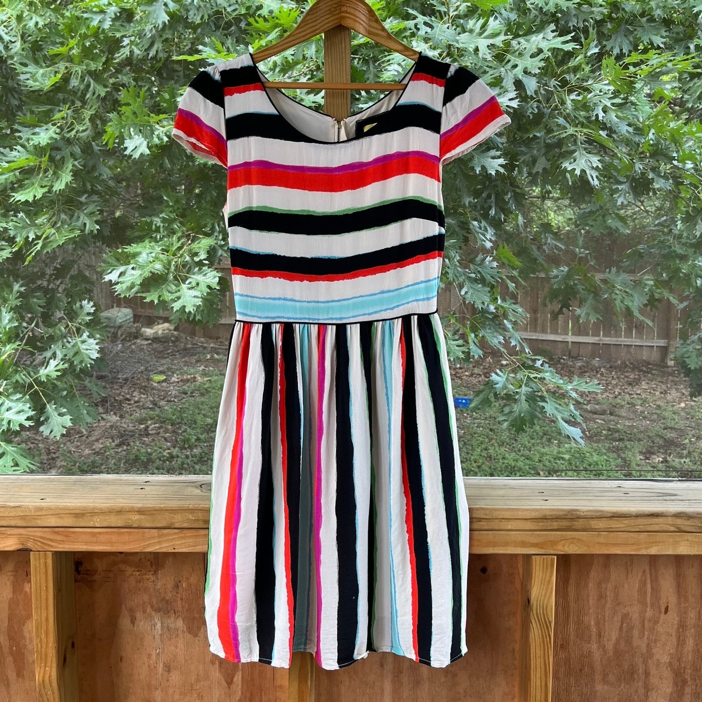 Anthropologie Maeve Peralta Stripe Dress Colorful Sheath Size 6