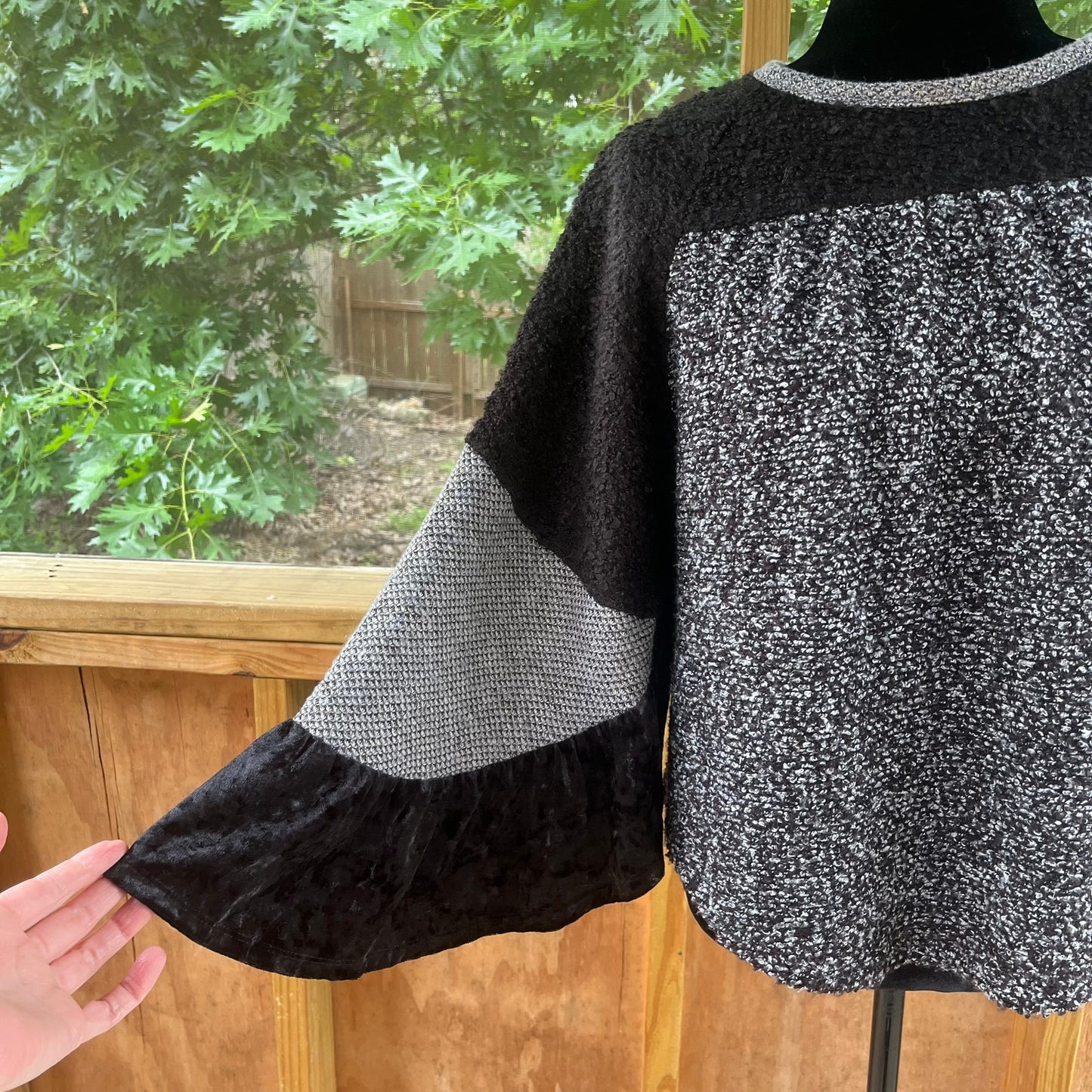 Anthropologie THML Black And Grey Mixed Media Sweater Size XS