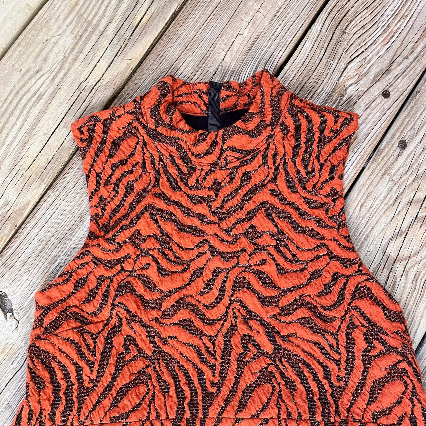 Anthropologie Brigitte Jacquard Shift Dress Burnt Orange Animal Print Size S