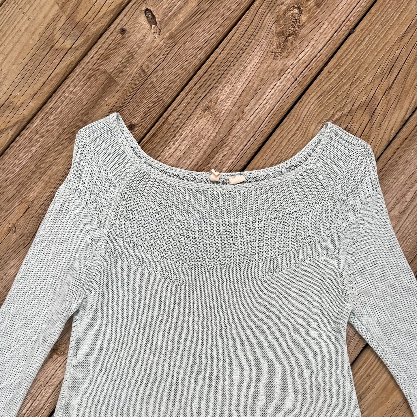 Anthropologie Moth Mila Mint Green Linen Blend Sweater Size S