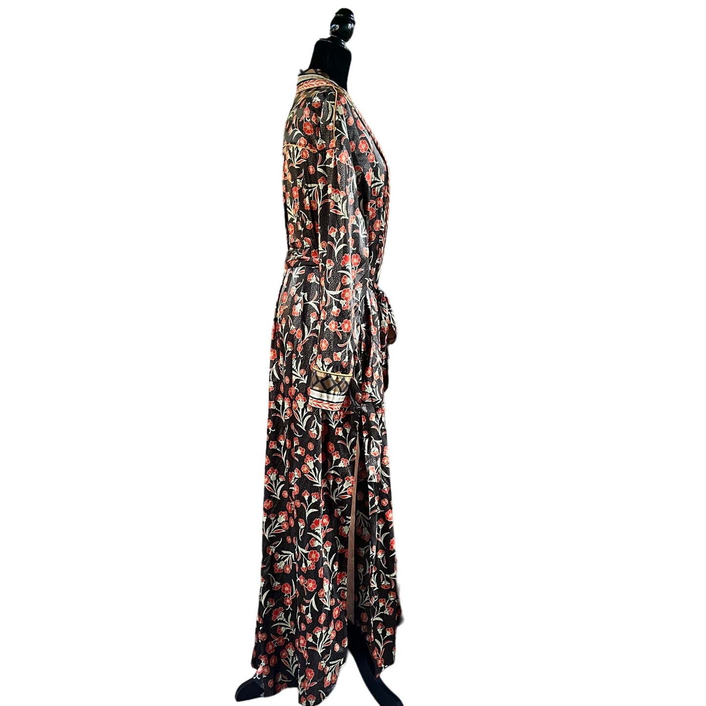 Free People Intimately Pyjama Party Black Floral Full Length Robe Size L