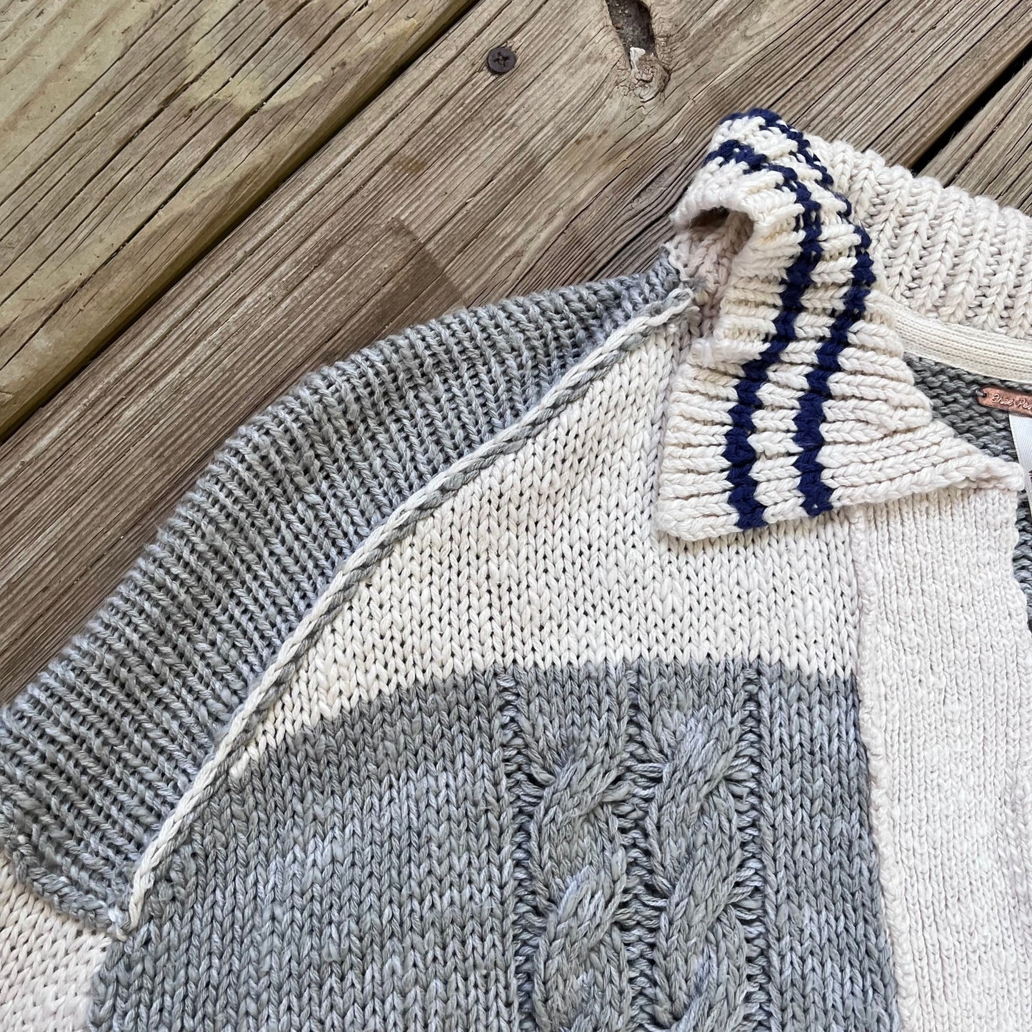 Free People Pembrook Sweater Preppy Grey And White Stripe Size XS