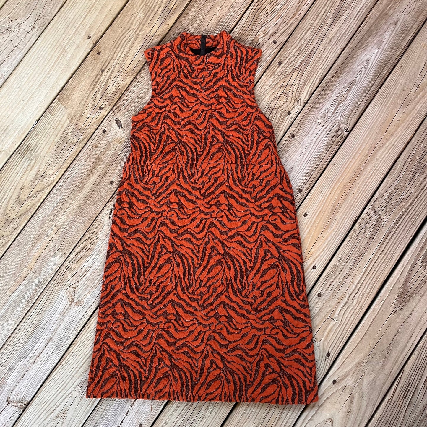 Anthropologie Brigitte Jacquard Shift Dress Burnt Orange Animal Print Size S