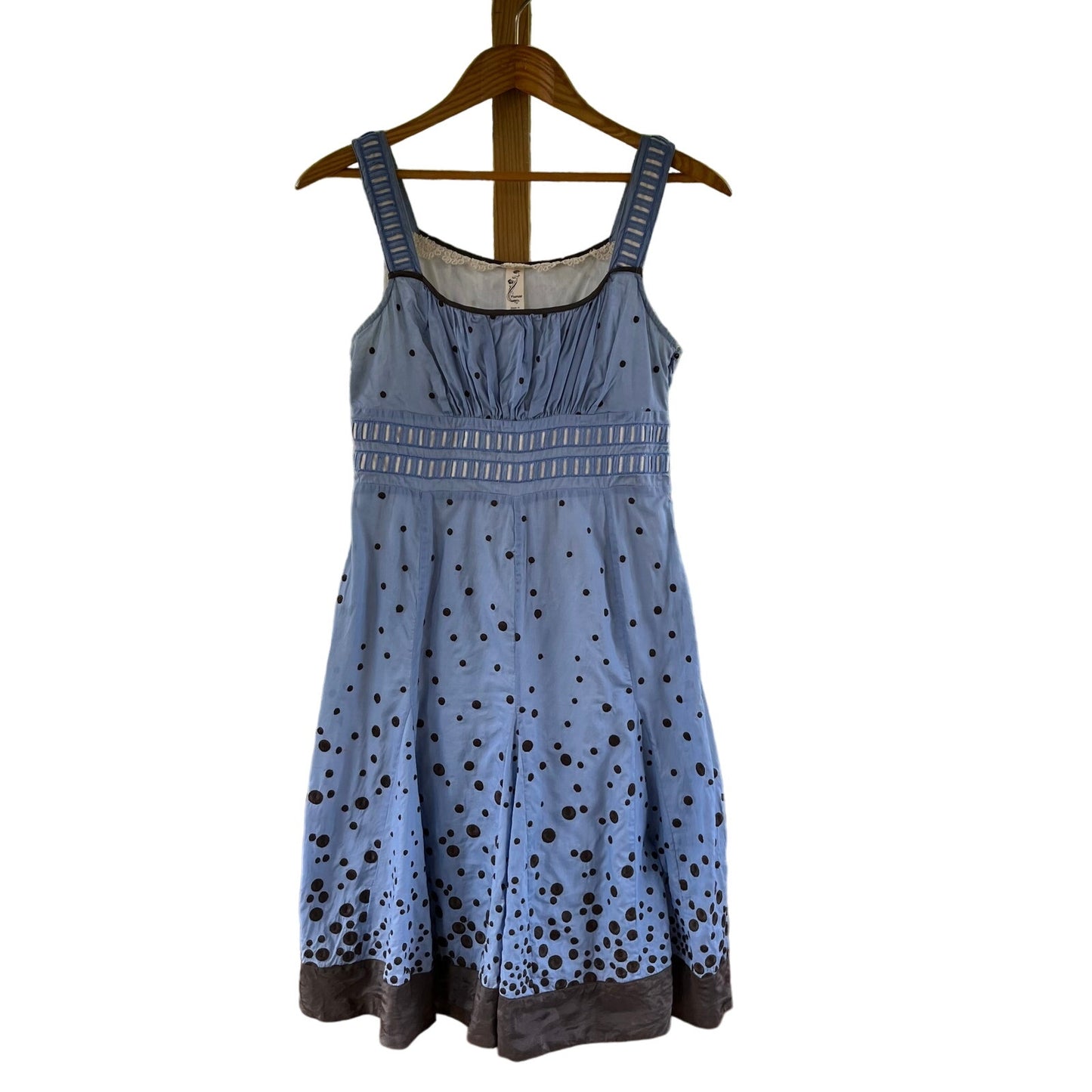 Anthropologie Floreat Blue Glass Of Bubbly Fit & Flare Dress Size 4