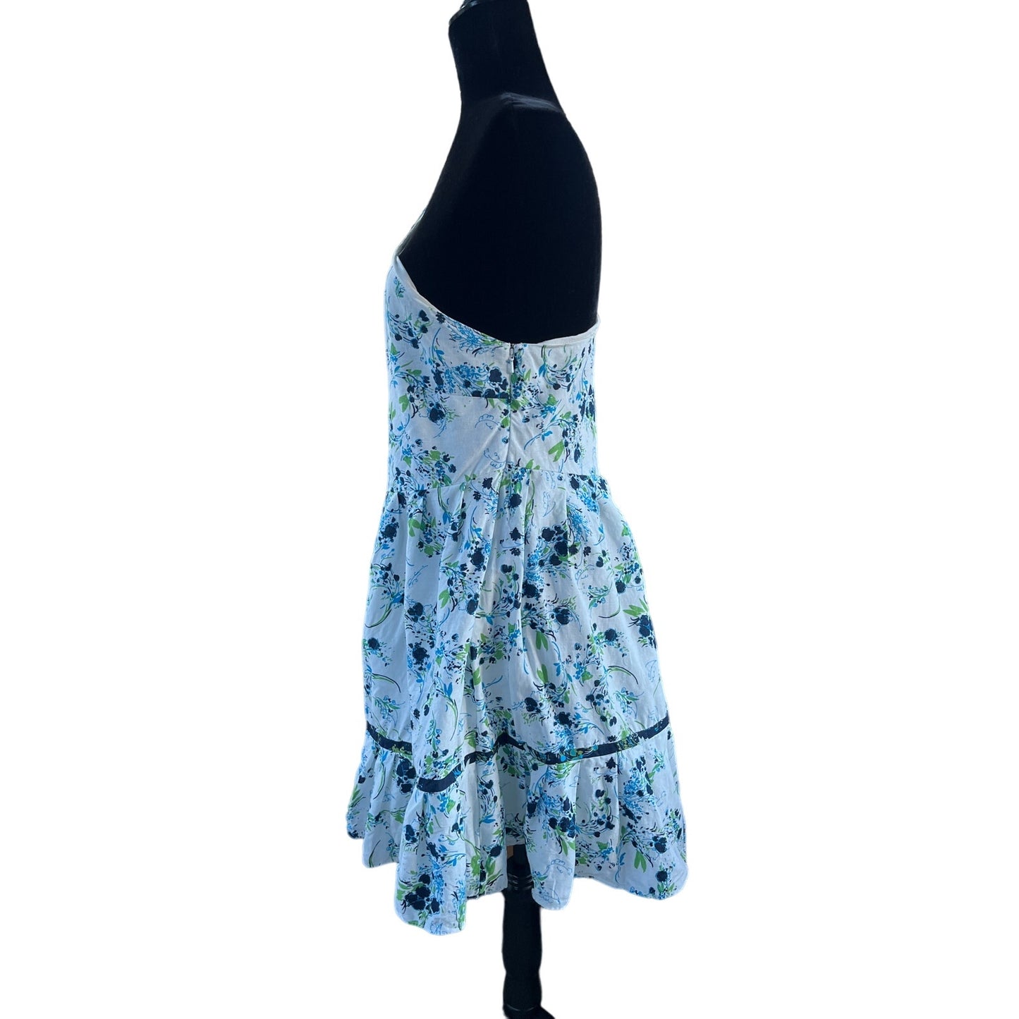 Free People All Mine Mini Dress Size L Blue And White Floral One Shoulder