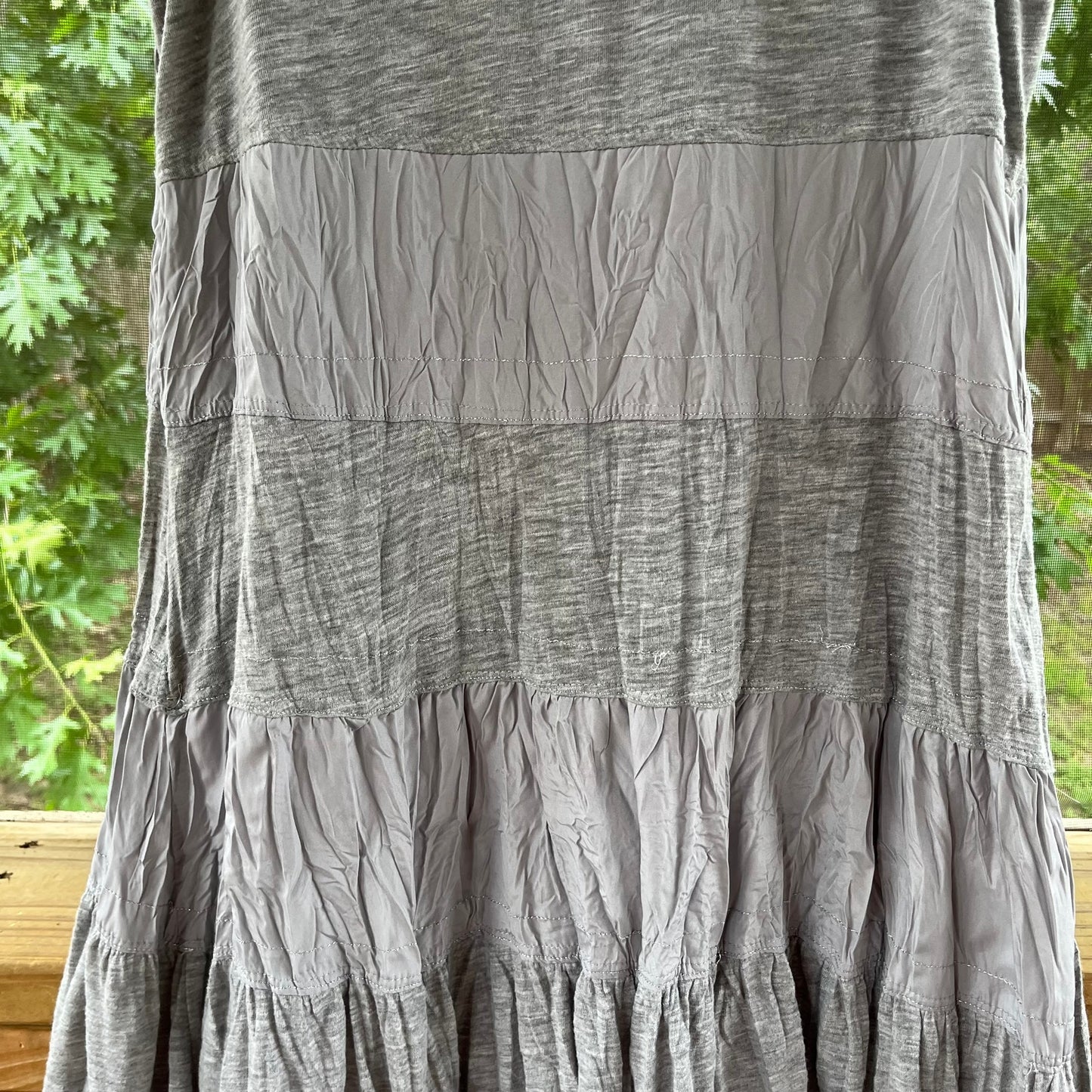 Anthropologie Ryu Grey Ruffled Mini Dress Size L