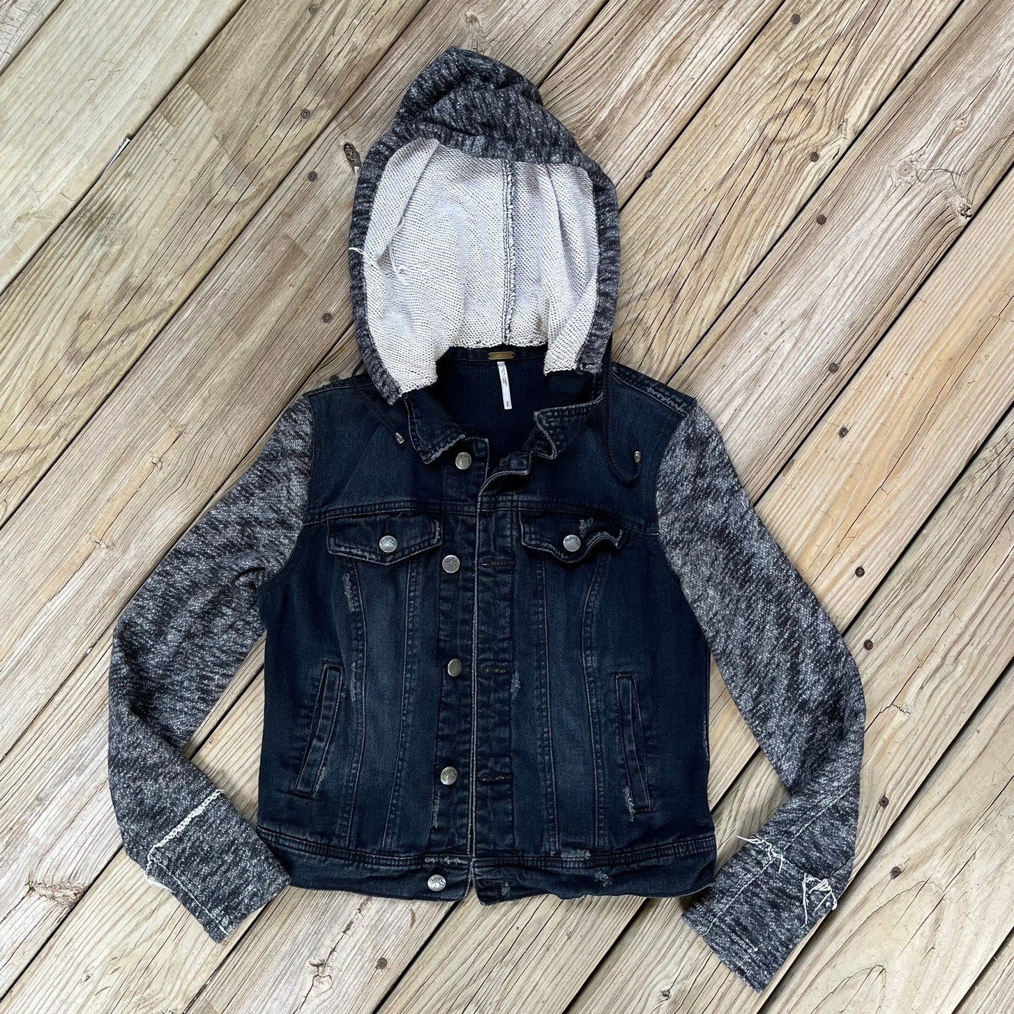 Free people knit hooded denim jacket hotsell