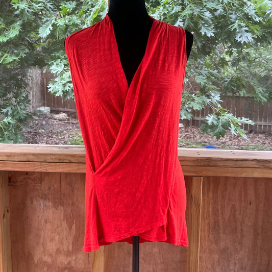 Anthropologie Left Of Center Red Sleeveless Wrap Tunic Top Size S