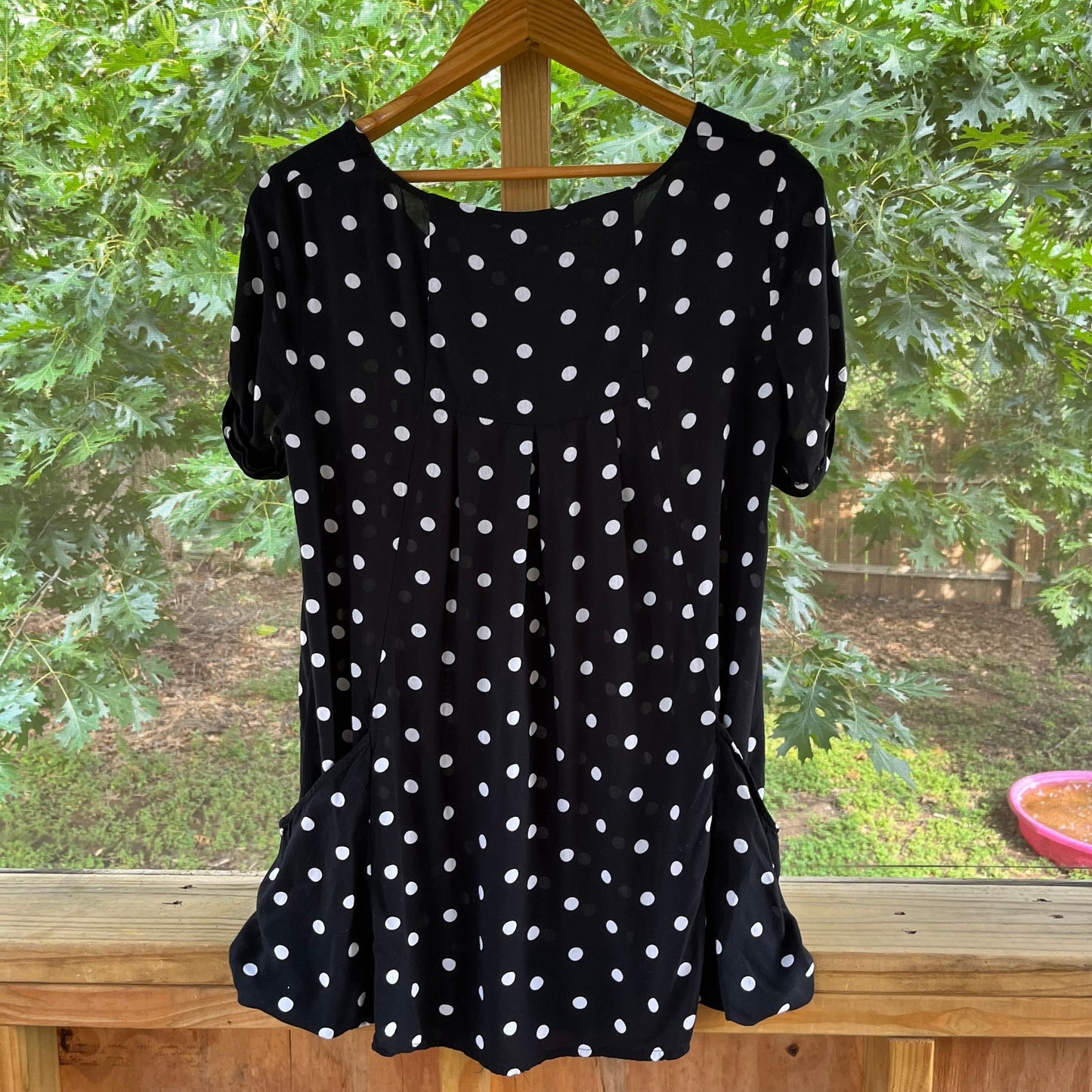 Anthropologie Holding Horses Black And White Polka Dot Tunic Top Size M