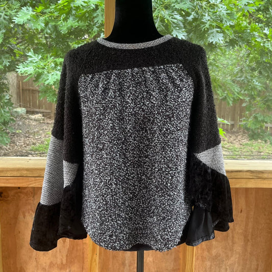 Anthropologie THML Black And Grey Mixed Media Sweater Size XS