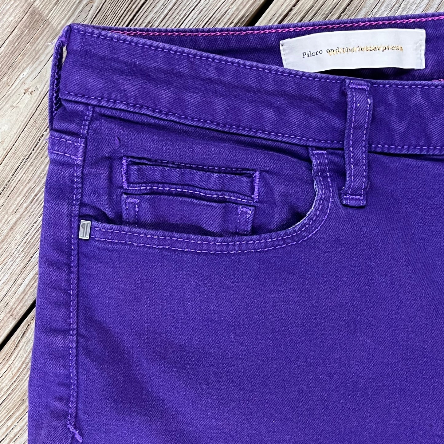 Anthropologie Pilcro And The Letterpress Purple Stet Fit Denim Shorts Size 29