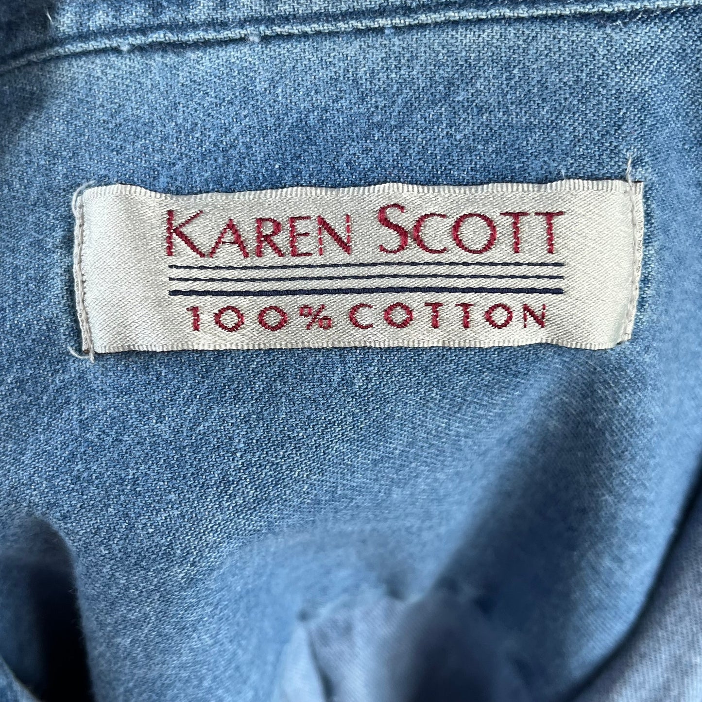 Karen Scott Women's Vintage Denim Christmas Holiday Shirt Size L