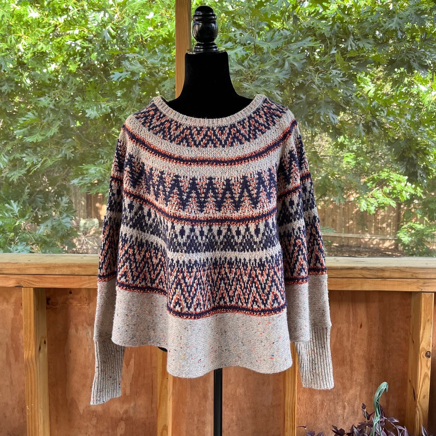 Anthropologie Sleeping On Snow Midland Fair Isle Poncho Sweater Size XS/S