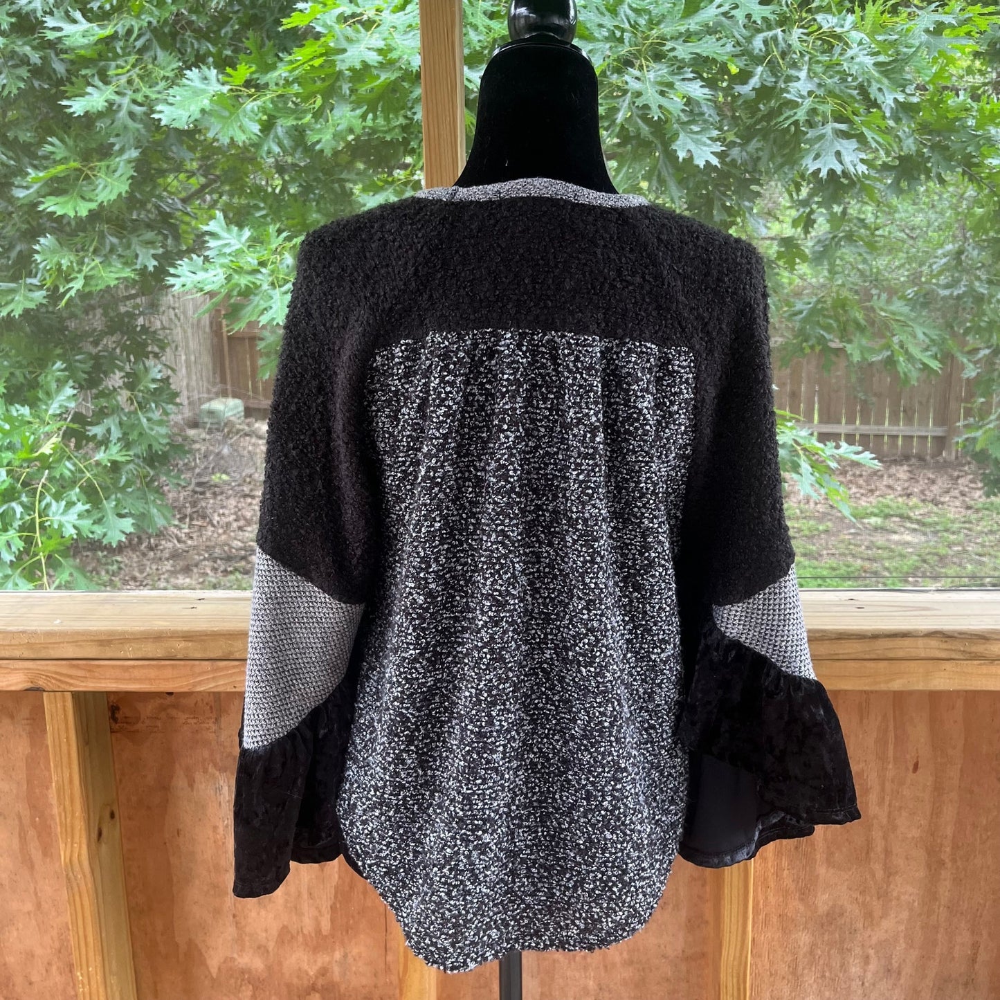 Anthropologie THML Black And Grey Mixed Media Sweater Size XS