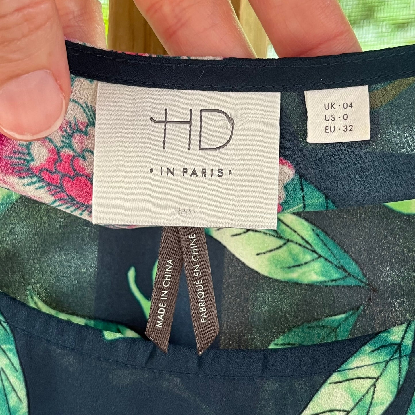 Anthropologie HD In Paris Green And Pink Floral Blouse Size 0