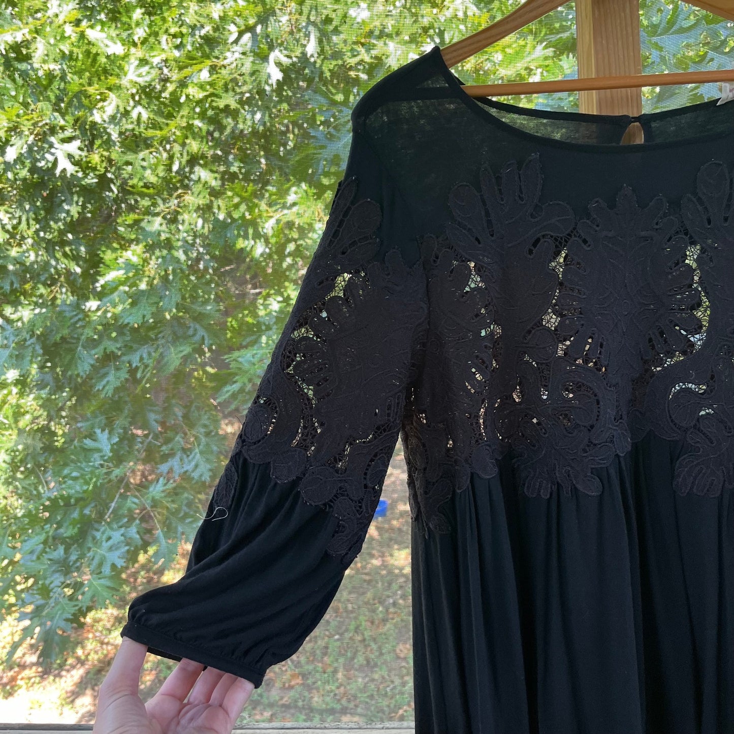 Anthropologie Deletta Black Desi Blouse Embroidered Lace Size M