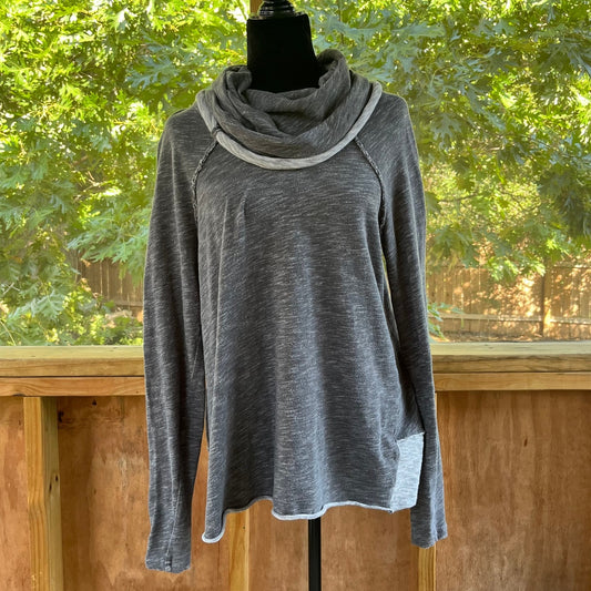 Free People Beach Cocoon Cowl Neck Pullover Top Grey Two Body Size M/L