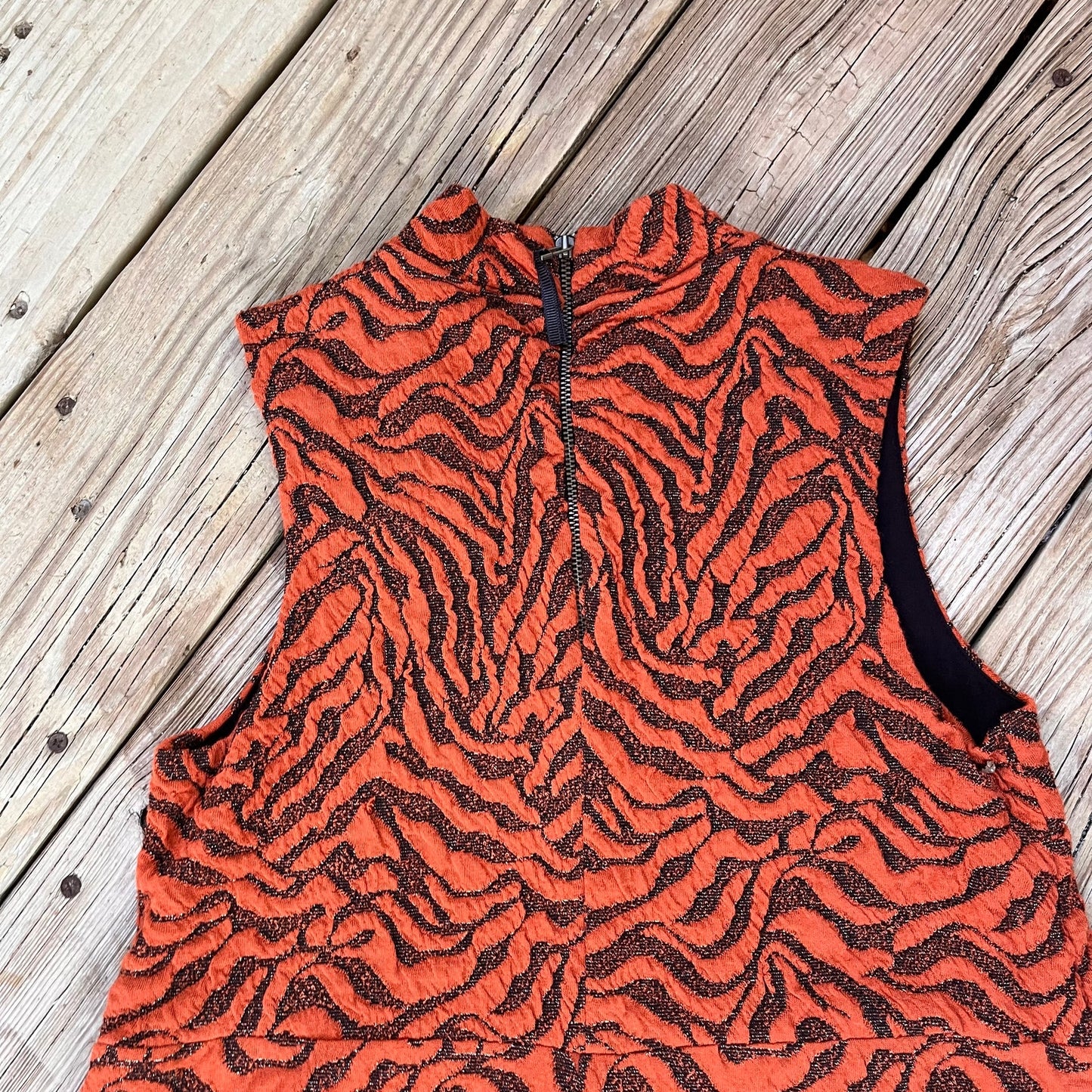 Anthropologie Brigitte Jacquard Shift Dress Burnt Orange Animal Print Size S