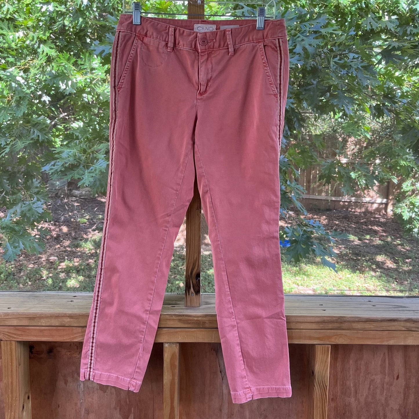 Anthropologie Relaxed Fit Striped Pink Chinos Size 27