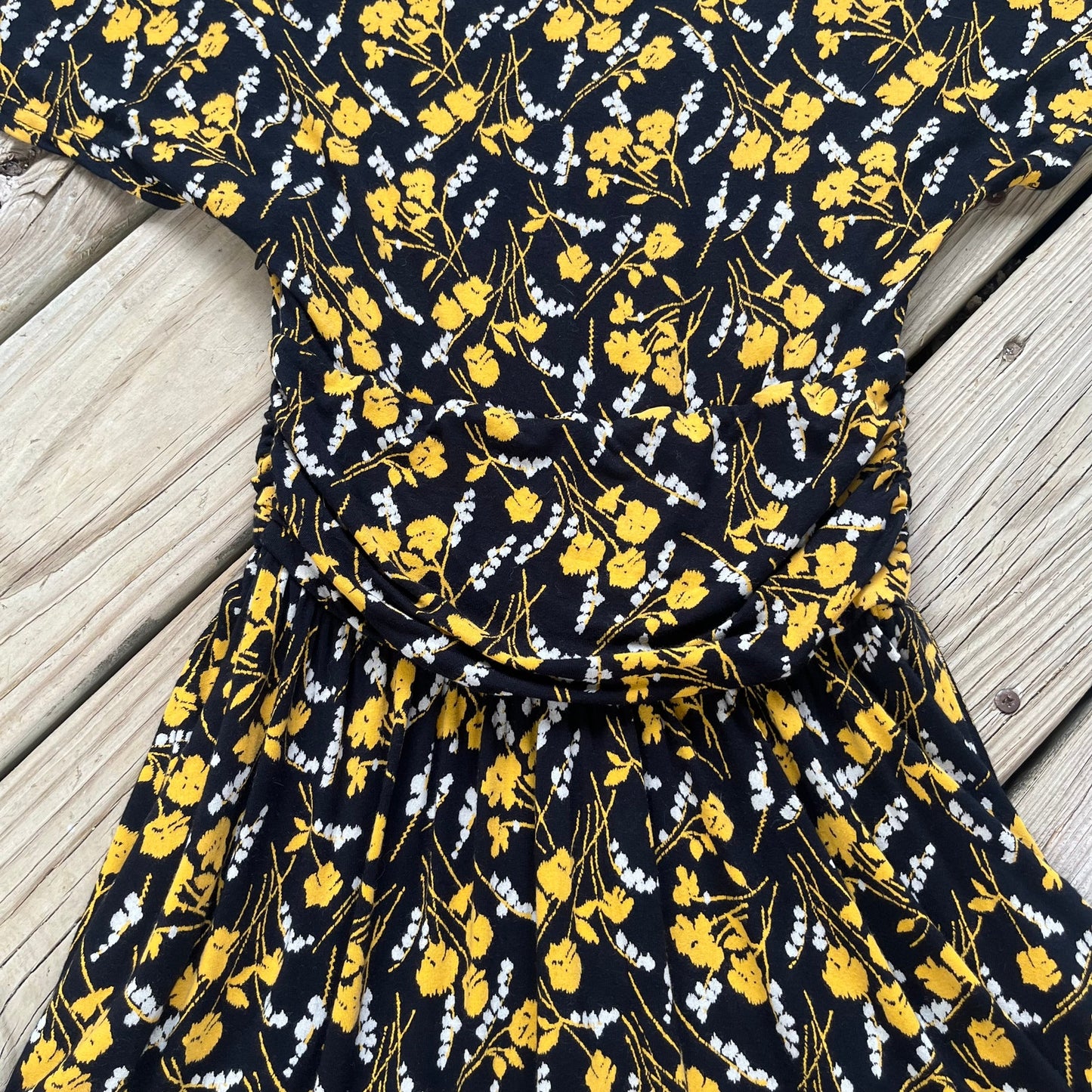 Anthropologie Maeve Black And Yellow Fit & Flare Dress Size XS