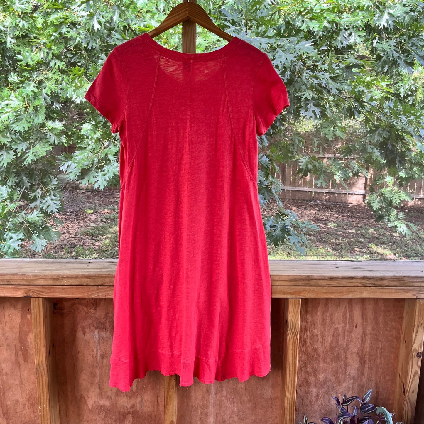 Anthropologie Left Of Center Red Tee Shirt Dress 100% Cotton Size S