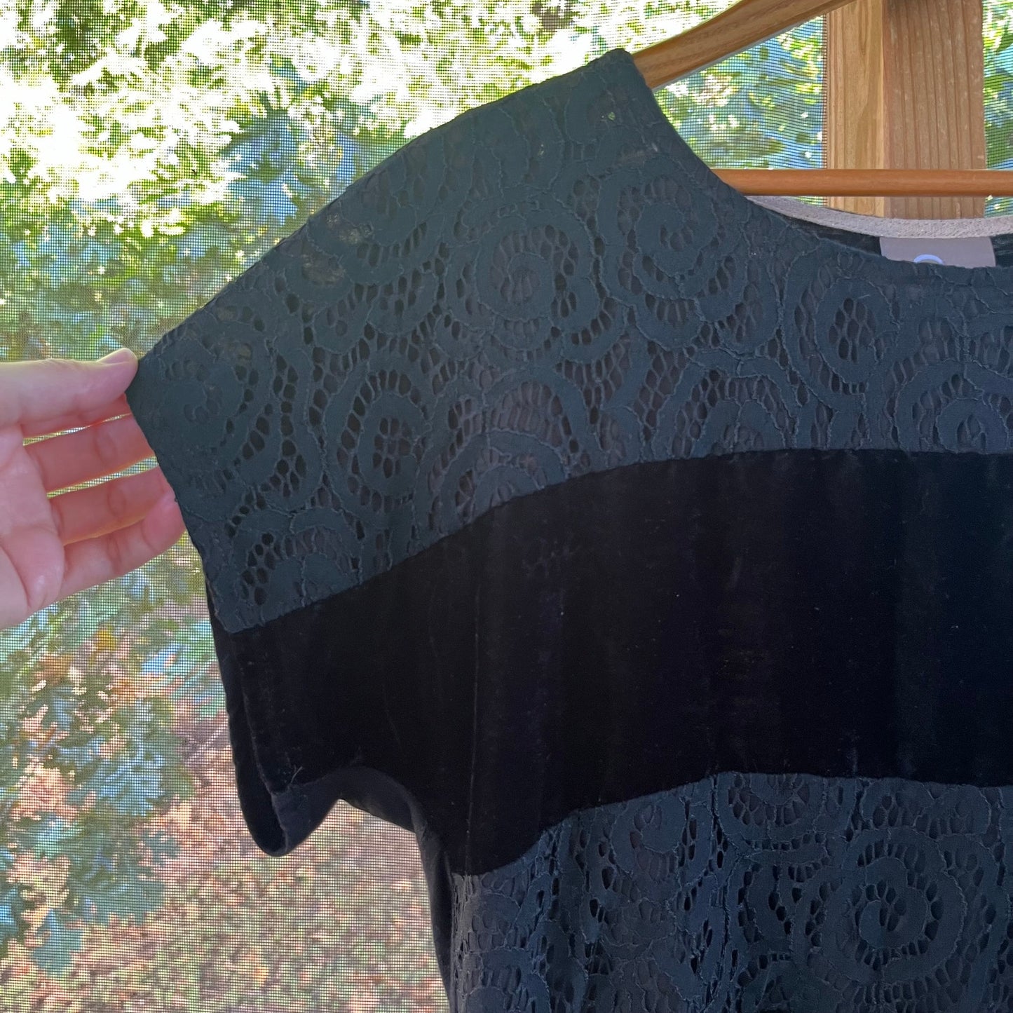 Anthropologie Dolan Left Coast Black Velvet and Lace Top Size S