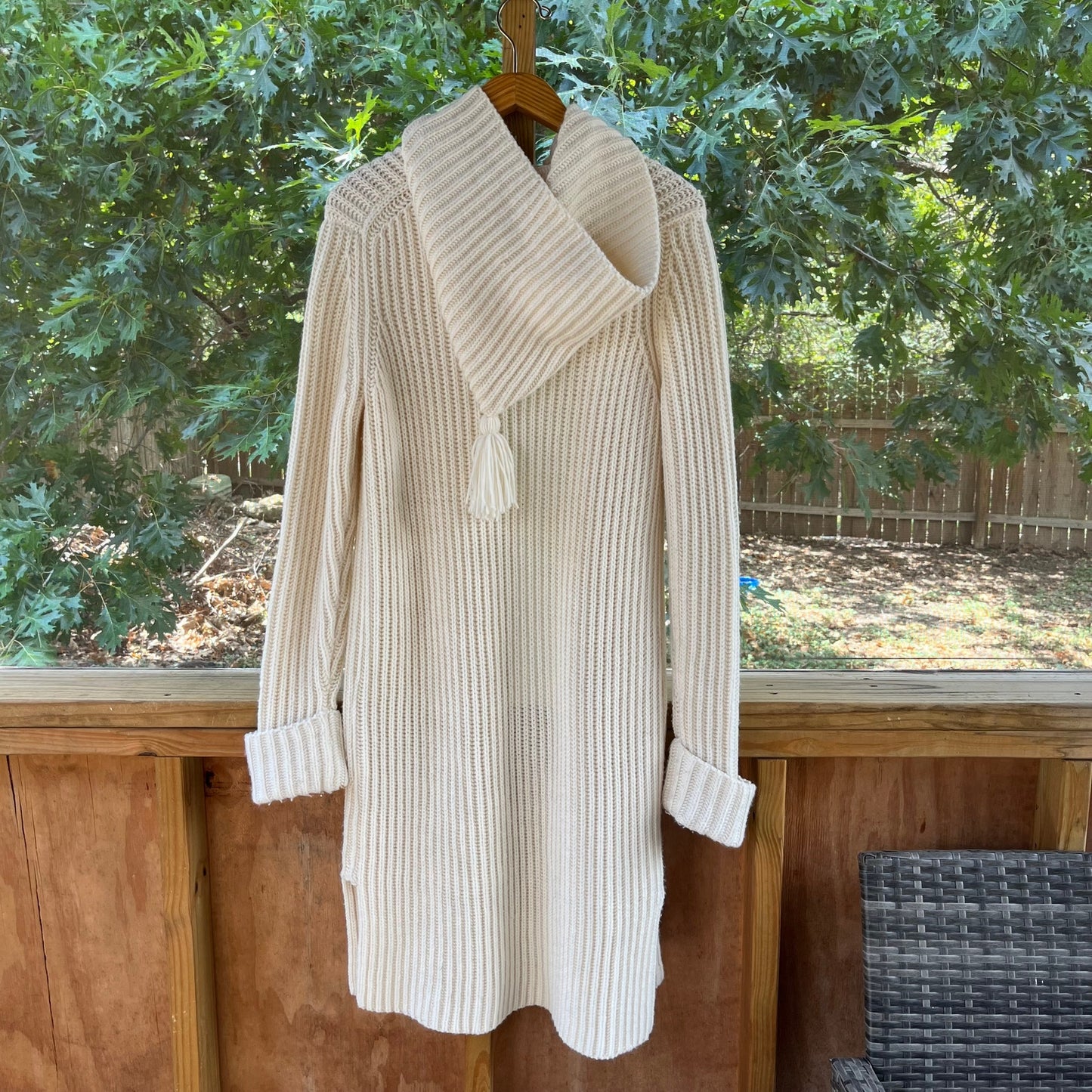 Gap Women's Vintage Longline Hooded Cardigan Sweater Cream Size M