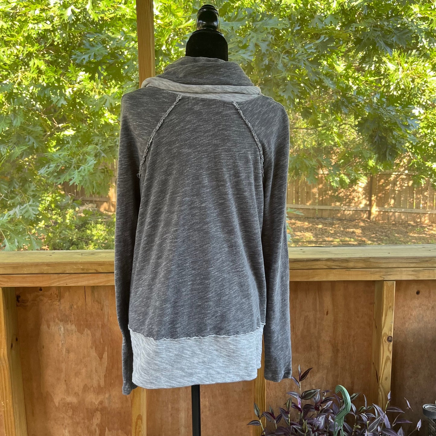 Free People Beach Cocoon Cowl Neck Pullover Top Grey Two Body Size M/L