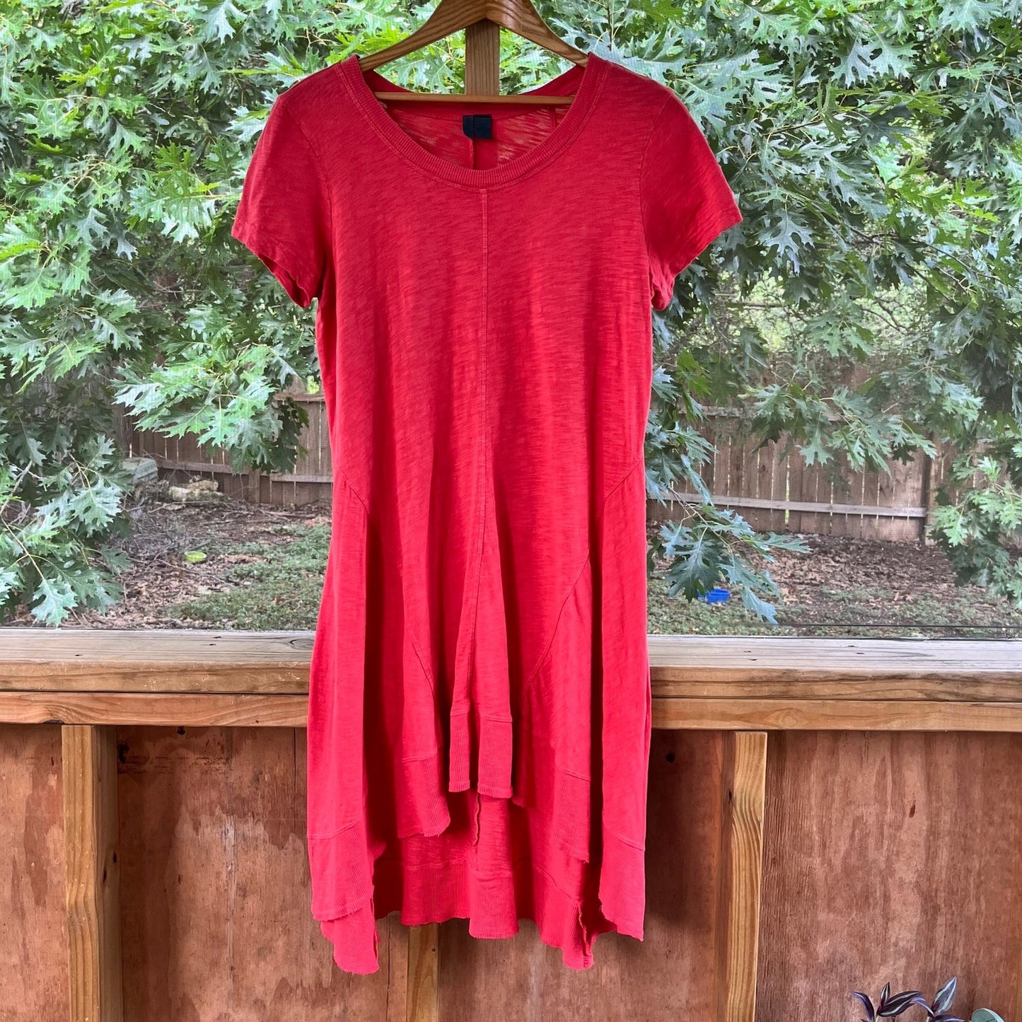 Anthropologie Left Of Center Red Tee Shirt Dress 100% Cotton Size S