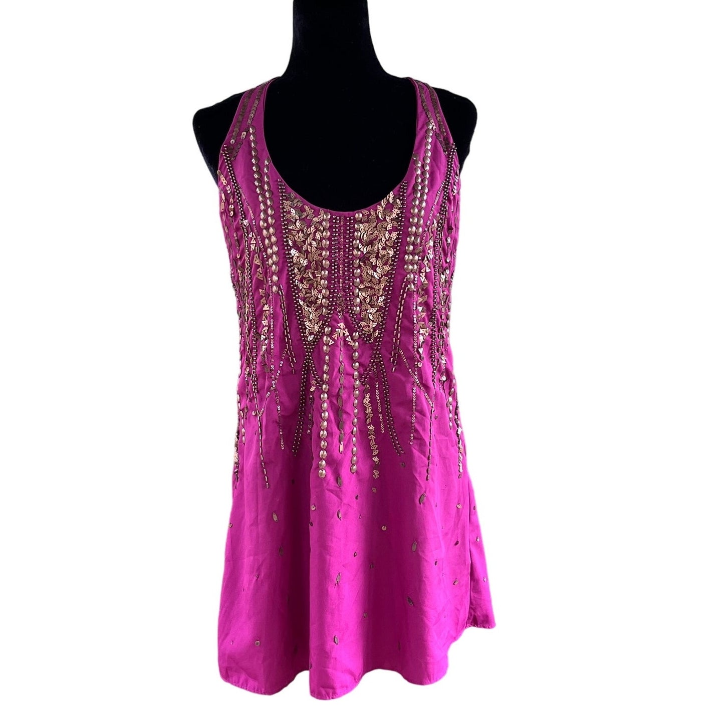 Free People Ella Embellished Mini Dress Purple And Gold Size S