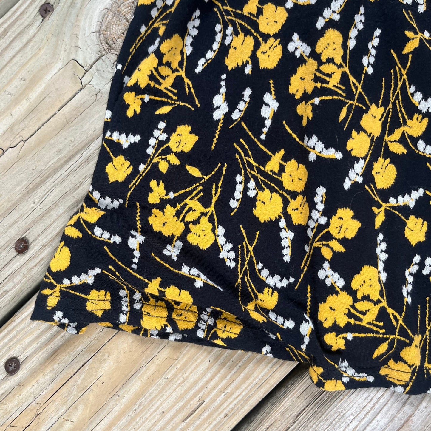 Anthropologie Maeve Black And Yellow Fit & Flare Dress Size XS