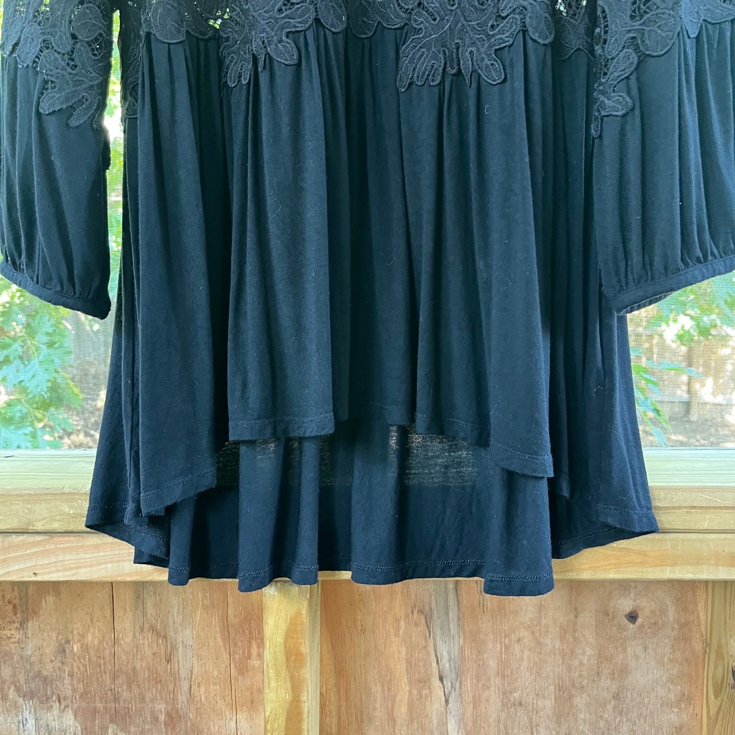 Anthropologie Deletta Black Desi Blouse Embroidered Lace Size M