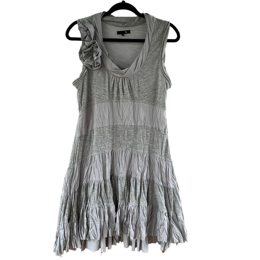 Anthropologie Ryu Grey Ruffled Mini Dress Size L