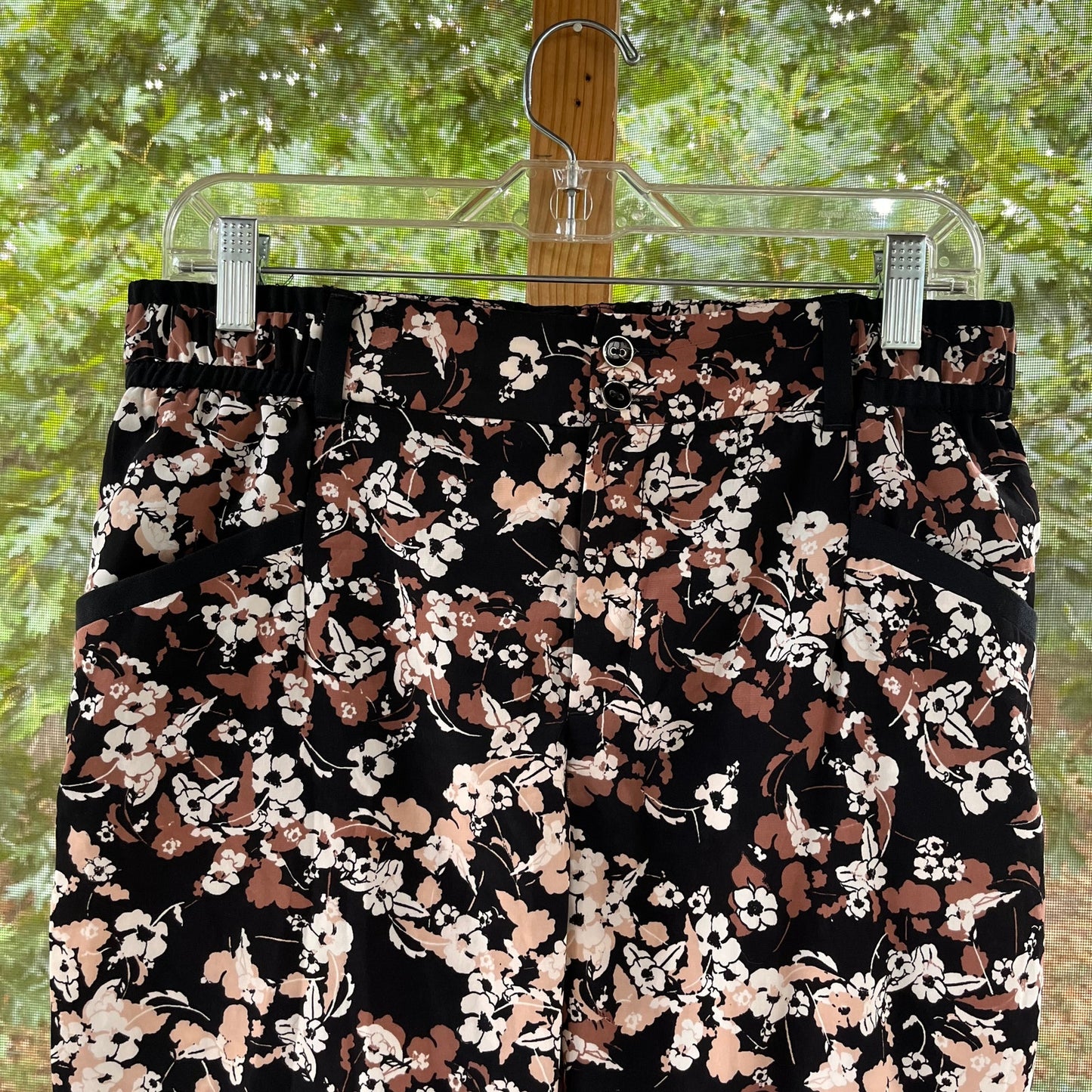 Anthropologie Cartonnier Nasella Joggers Black And Brown Floral Size 8