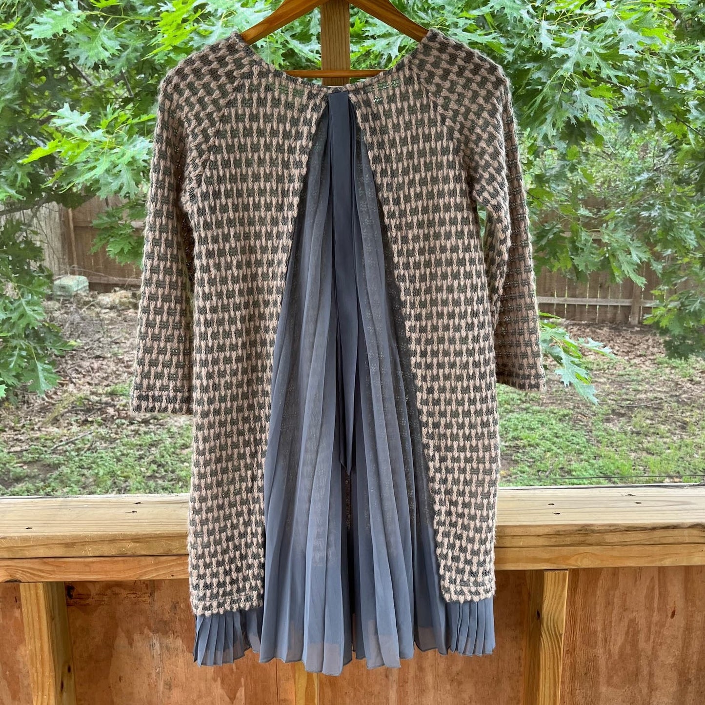 Anthropologie A'reve Grey And Tan Mini Sweater Tunic Dress Size M