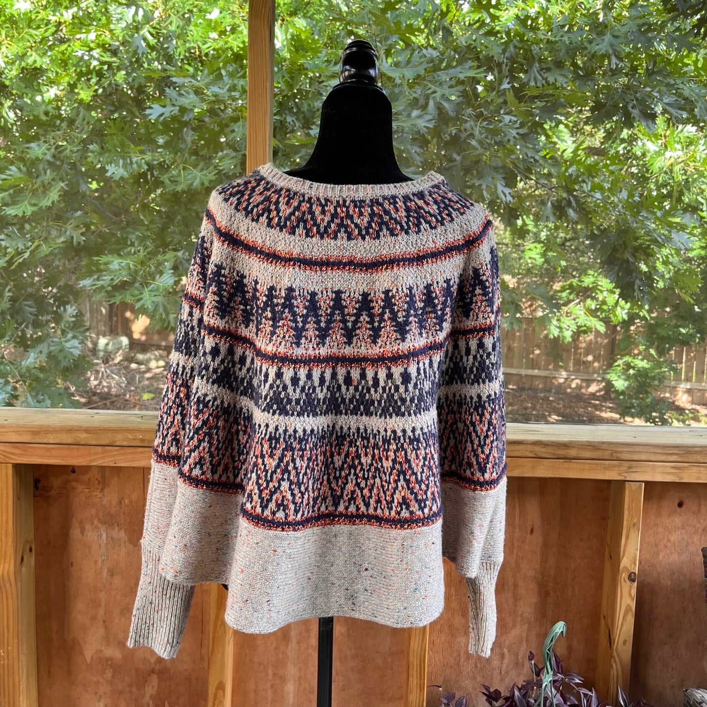 Anthropologie Sleeping On Snow Midland Fair Isle Poncho Sweater Size XS/S