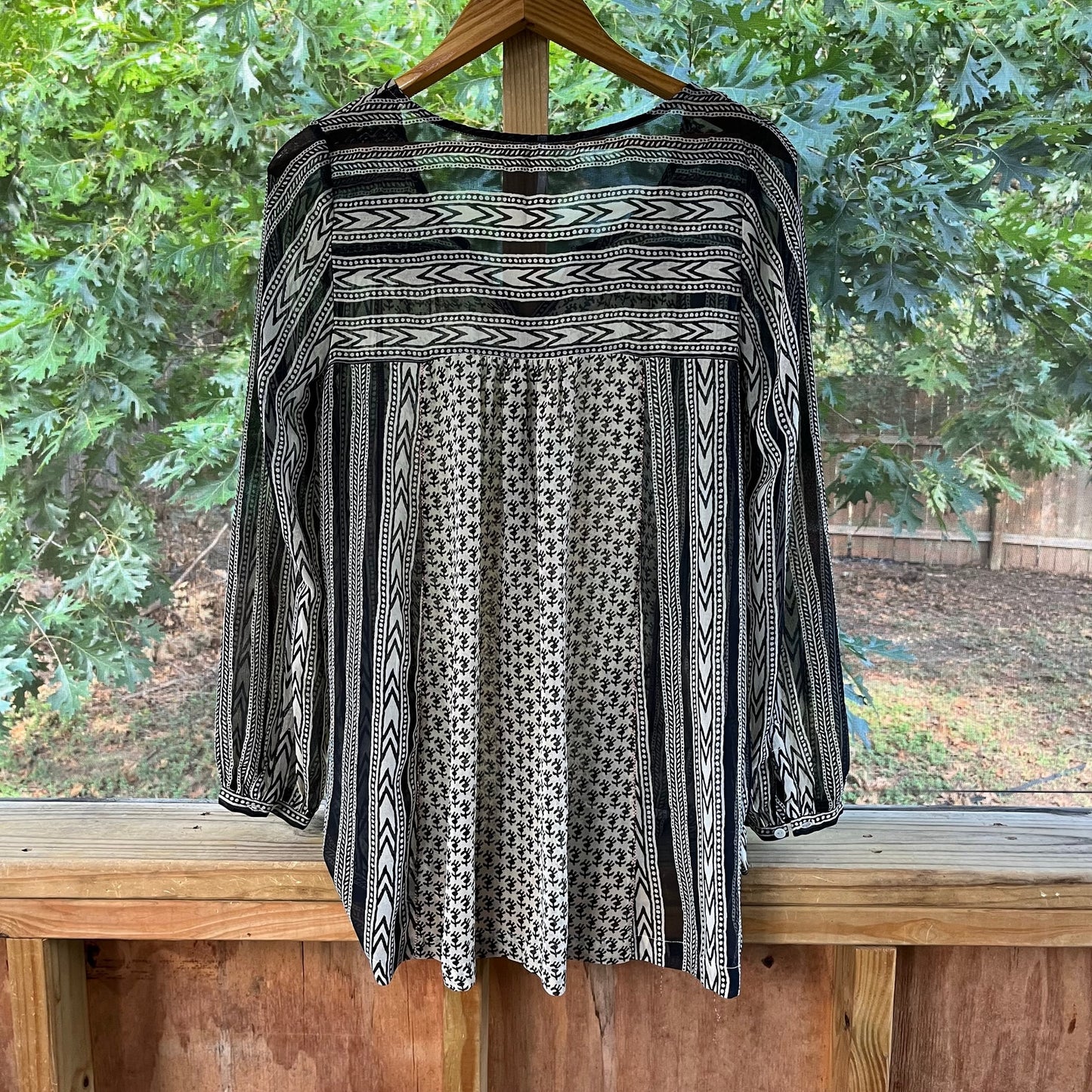 Free People Feather In The Wind Tunic Top Black Beaded Size XS