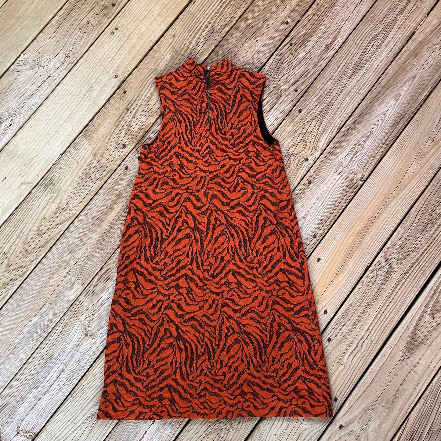 Anthropologie Brigitte Jacquard Shift Dress Burnt Orange Animal Print Size S