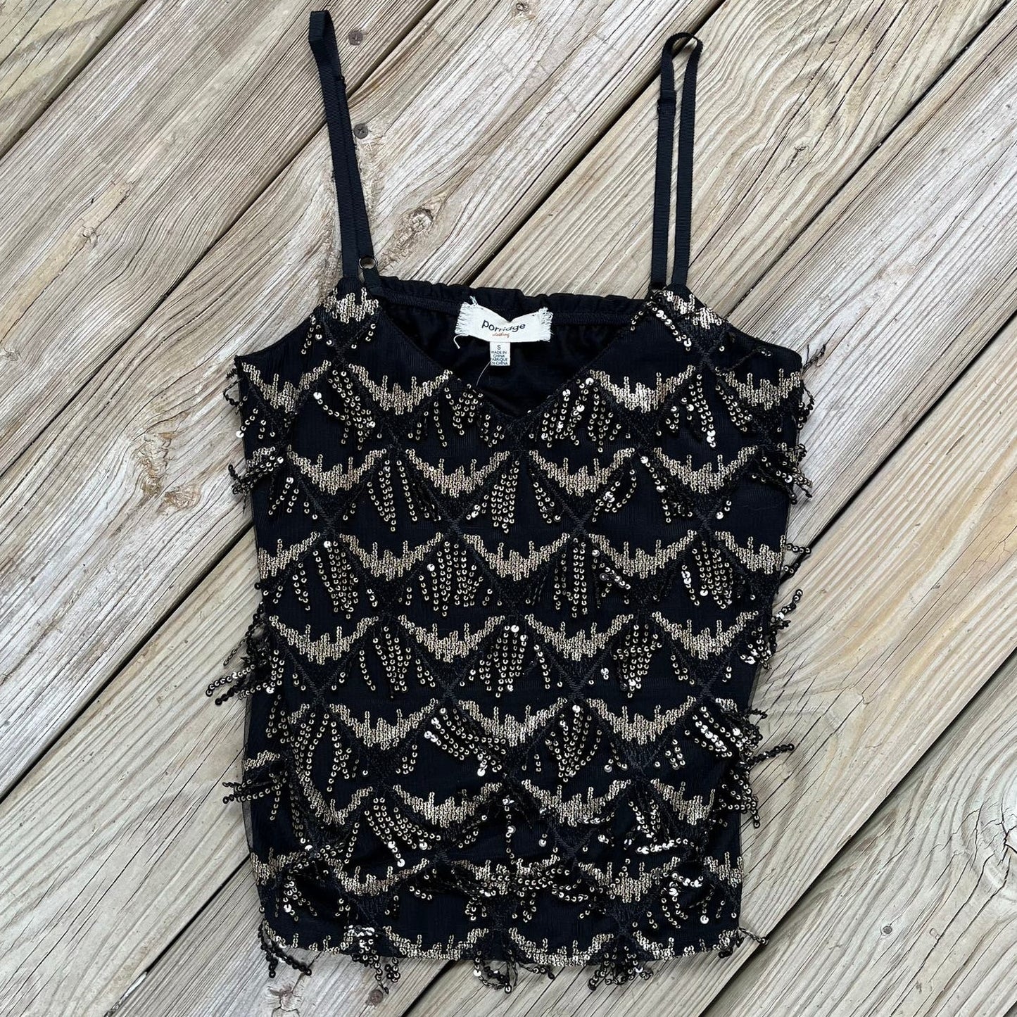 Anthropologie Porridge Orinda Sequined Fringe Tank Size S. NEW