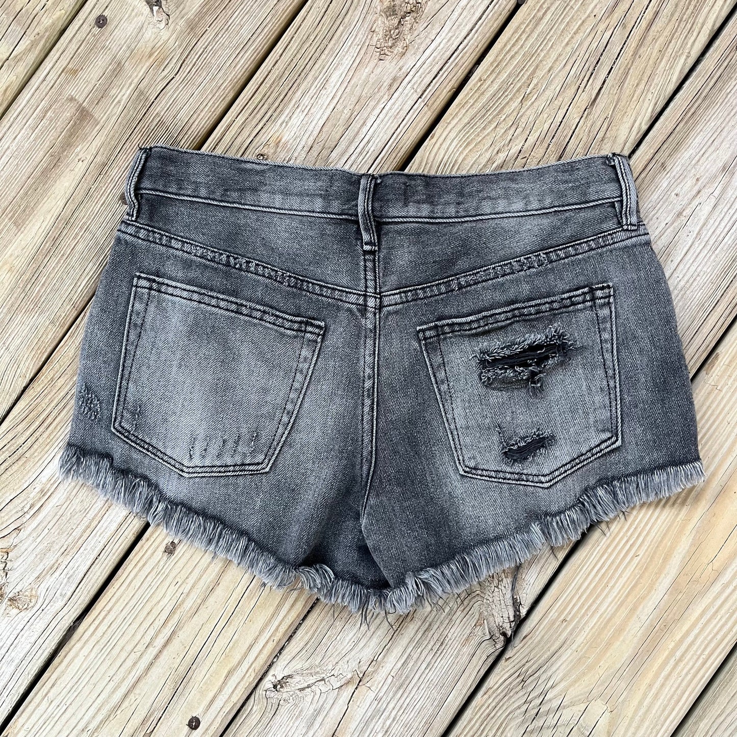 Free People We The Free Black Button Fly Denim Shorts Size 27