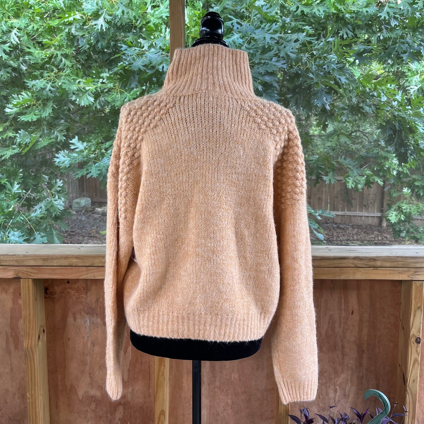 Free People Bradley Bauble Knit Pullover Sweater Camel Heather Size L. NEW